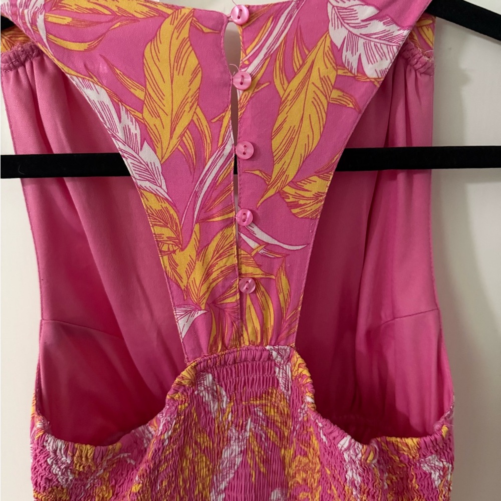 Pink Floral Racer Back Maxi Dress